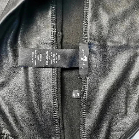 7 For All Mankind | 1XL Black Faux Leather Leggings - Picture 9 of 12